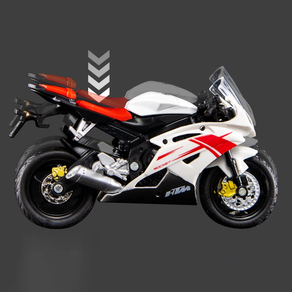Модель мотоцикла Yamaha R6 масштаба 1:18 из сплава, фигурки, литые детали, игрушка для детей, реплика гоночной модели, коллекционный подарок для мальчиков.