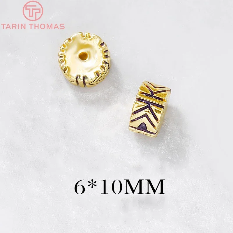 (2896) 4 шт. 6x10 мм 24-каратное золото с покрытием из латуни капающее масло