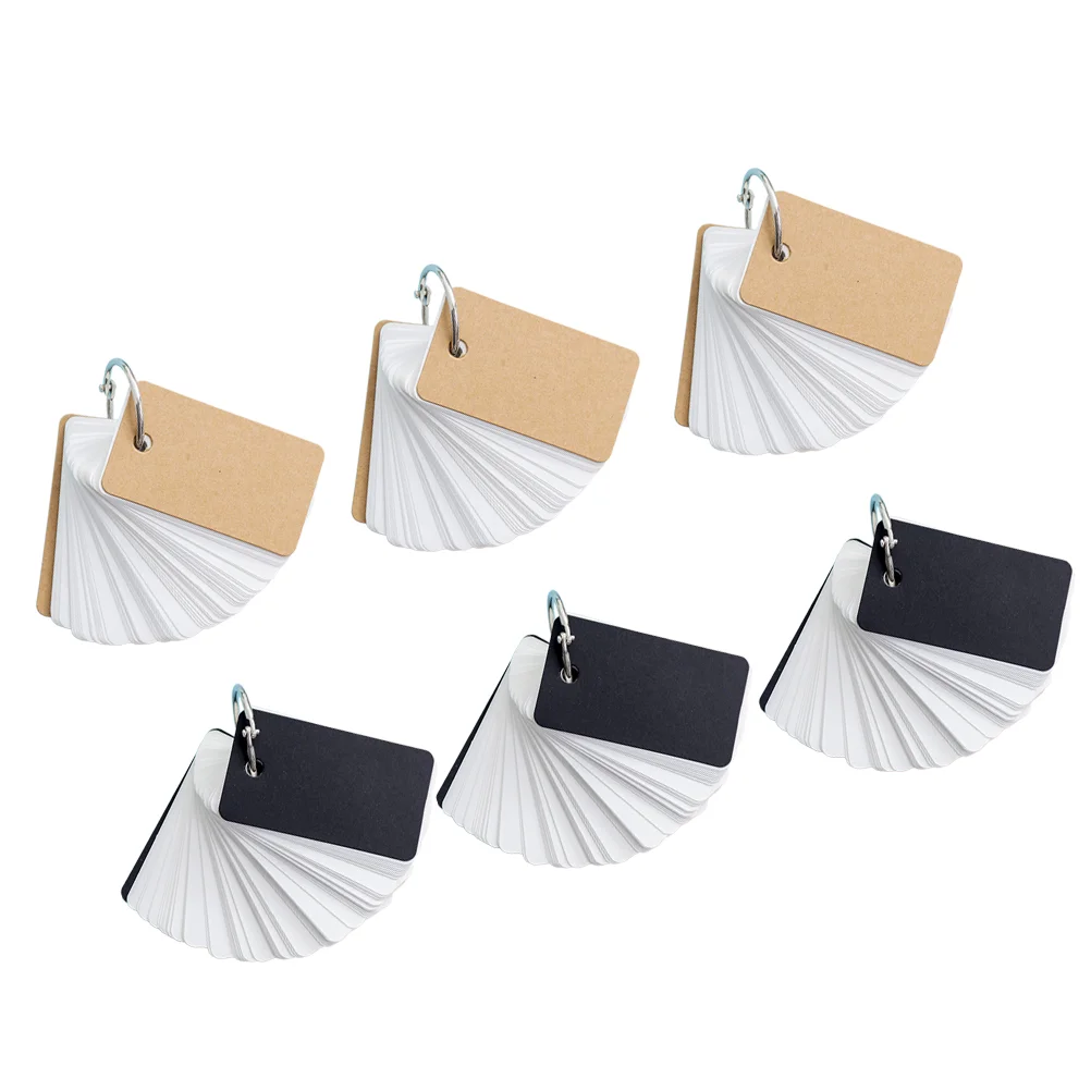 

6Pcs Ring Loose-Leaf Notepad Portable Memory Paper Binder Memo Scratch Notes Pads(Black+White)