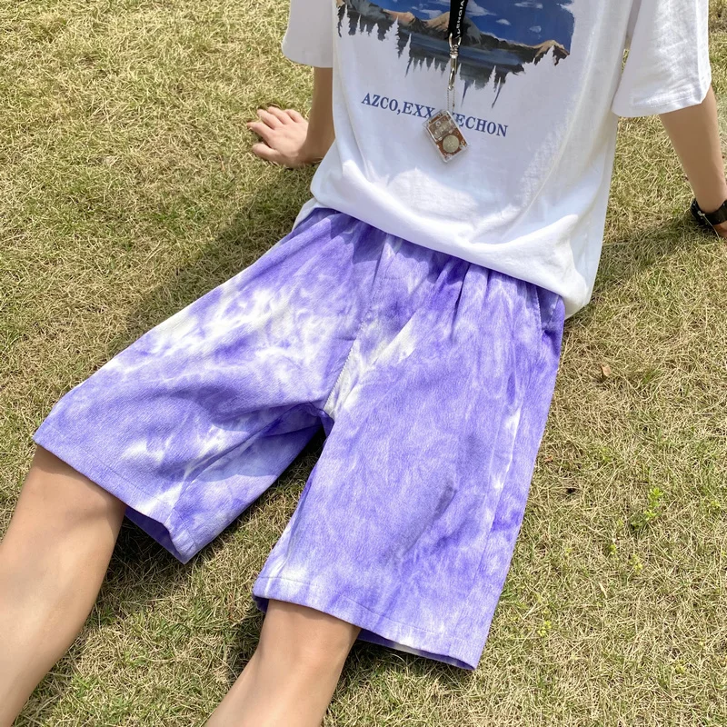 

Summer Tie-dye Men's Fashion Casual Camouflage Men Streetwear Loose Hip-hop Beach Shorts Mens M-3XL