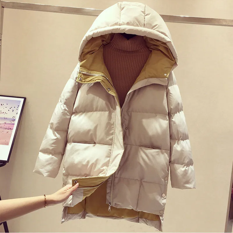 2022 Winter Women Jacket Long Hooded Cotton Padded Female Coat High Quality Warm Outwear Womens Parka Manteau Femme Hiver P787