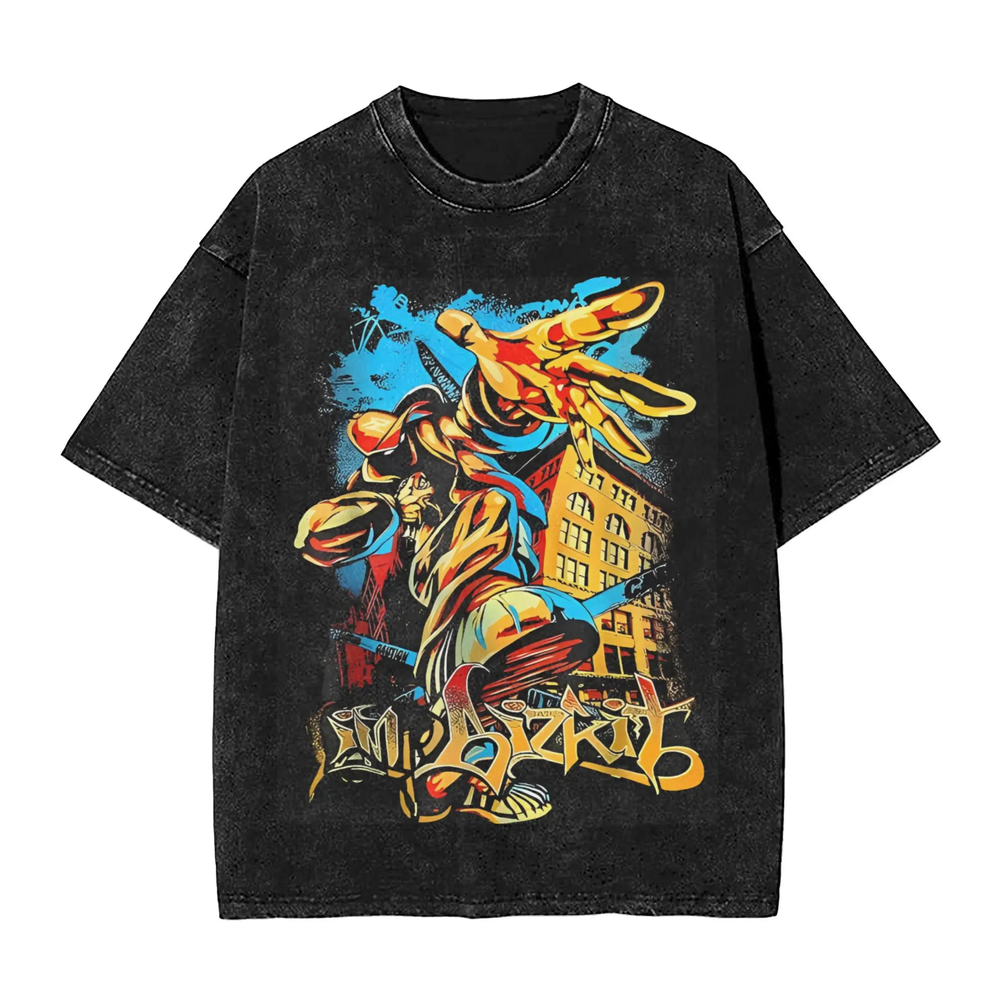 Limp Bizkit City Washed T Shirt Streetwear Hip Hop Vintage T-Shirt Tees for Men Women Short Sleeve Oversize Printed