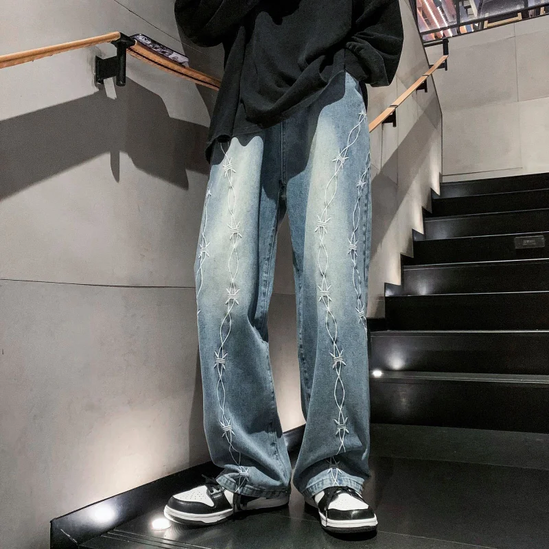 DEEPTOWN Oversize Straight Jeans Men Loose Casual Denim Pants Male Vintage Washed Trousers Streetwear Hip Hop Spring Plus 6XL