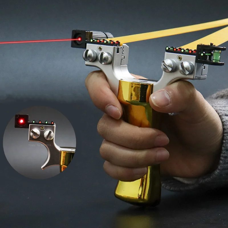 

High-precision Laser Slingshot with Flat Rubber Band Detachable Slingshot Head Powerful Catapult for Outdoor Shooting Hunting