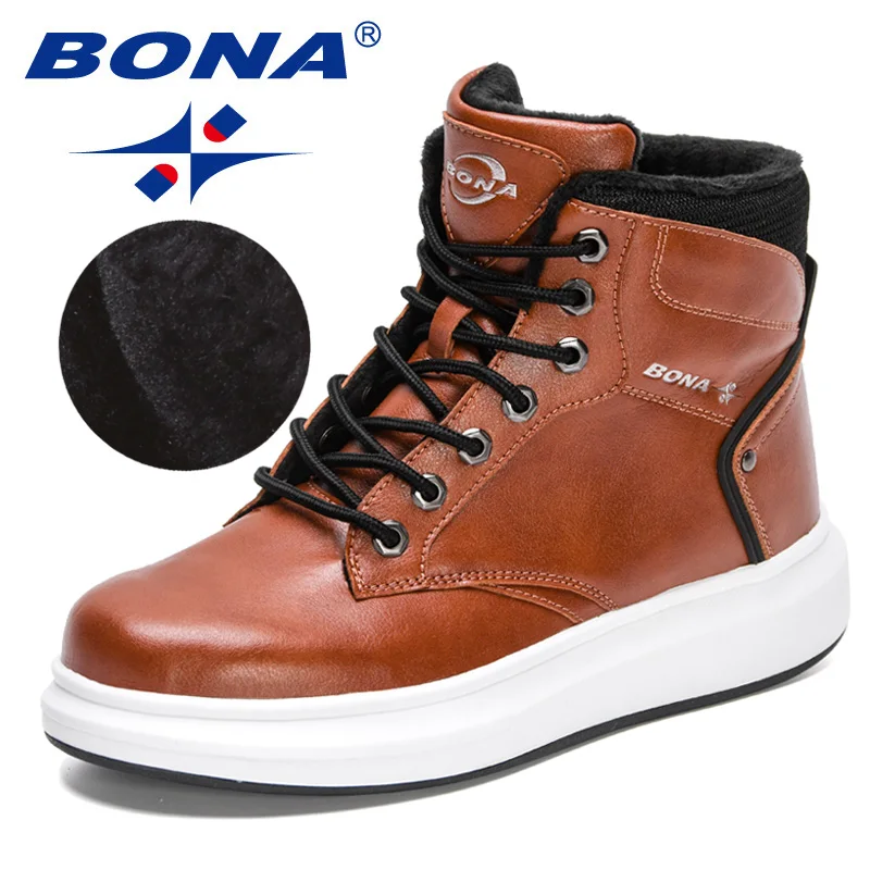 BONA 2023 New Designers  Luxury Brand High Quality Boots New Outdoor Snow Boots Non-slip and Wear-resistant Sole Men Boots Warm