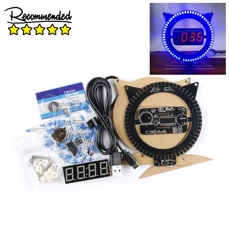 

Electronic Clock Kit Light Controlled Temperature Creative Alarm Clock Assembly DIY Welding Parts 51 Single-chip Microcomputer
