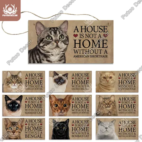 Декоративные деревянные знаки Putuo в виде кошки, милые искусственные деревянные подвесные знаки для домашних животных, домашние украшения для кошек, Настенный декор, украшение для дома