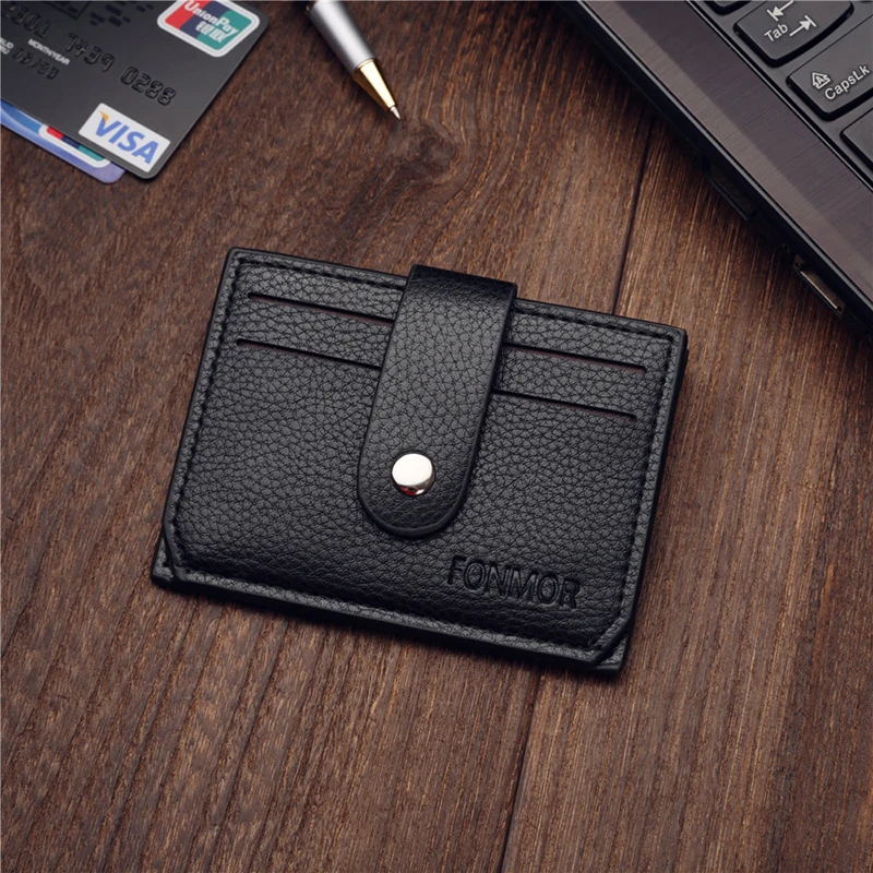 New Man Business Men Credit Card Bag Zipper&Hasp Multifunction Small Coin Purse High Quality PU Leather Bank Wallet ID Holders