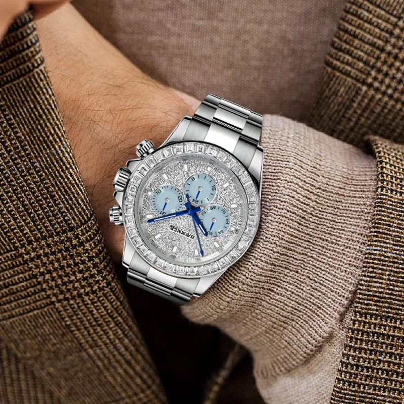 Фото HAEMMER DESIGN мужские часы 40 мм из нержавеющей стали водонепроницаемые деловые часы мужские часы лучший бренд класса люкс мужские часы с хронографом №3