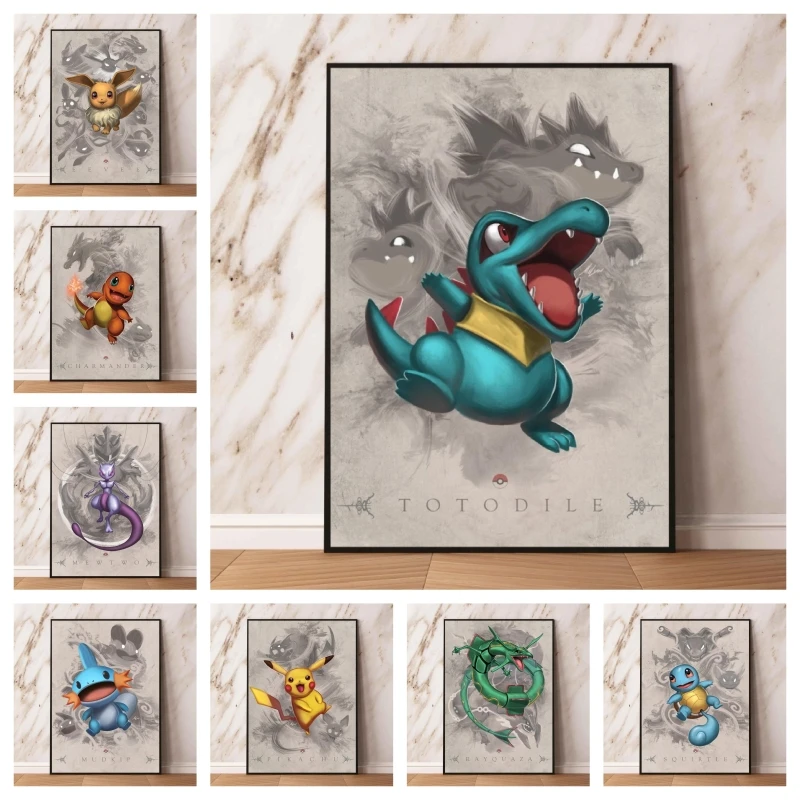 

Canvas Prints Pokemon Pikachu Modern Home Children Gifts Cartoon Character Picture Comics Pictures Aesthetic Poster