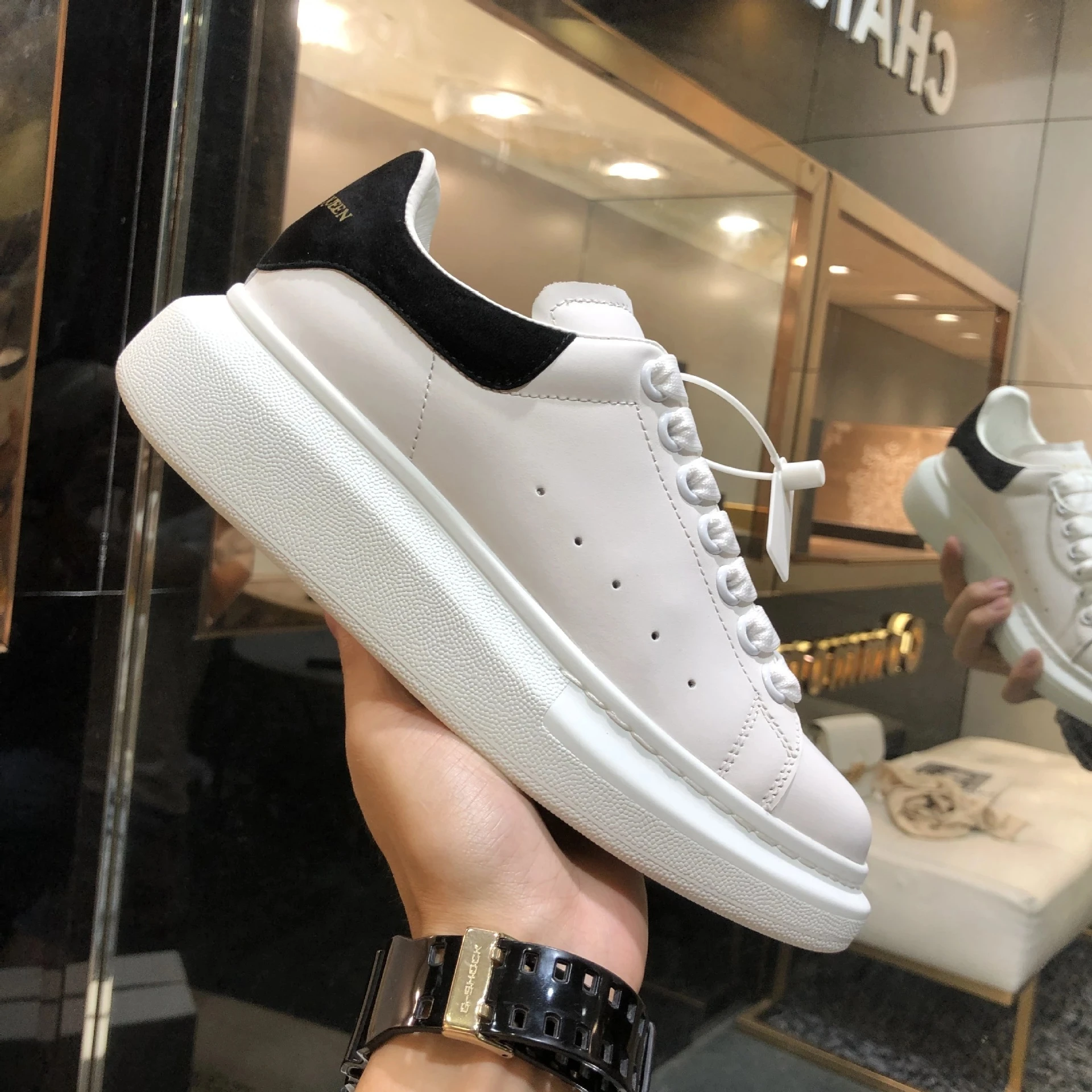 Nuevo Alexander McQueen para mujer zapatos ojal diapositivas Híbrida de Cuero Blanco 36 6