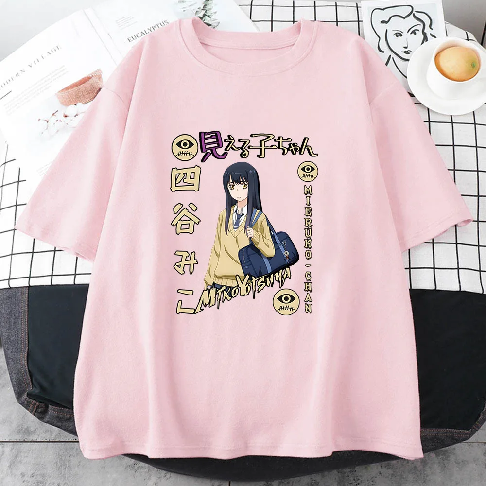 

Mieruko Chan Tshirts WOMEN Ghosts Manga/Comic Kawaii/Cute T Shirts Sense of Design Individualization T-shirts 100% Cotton Casual