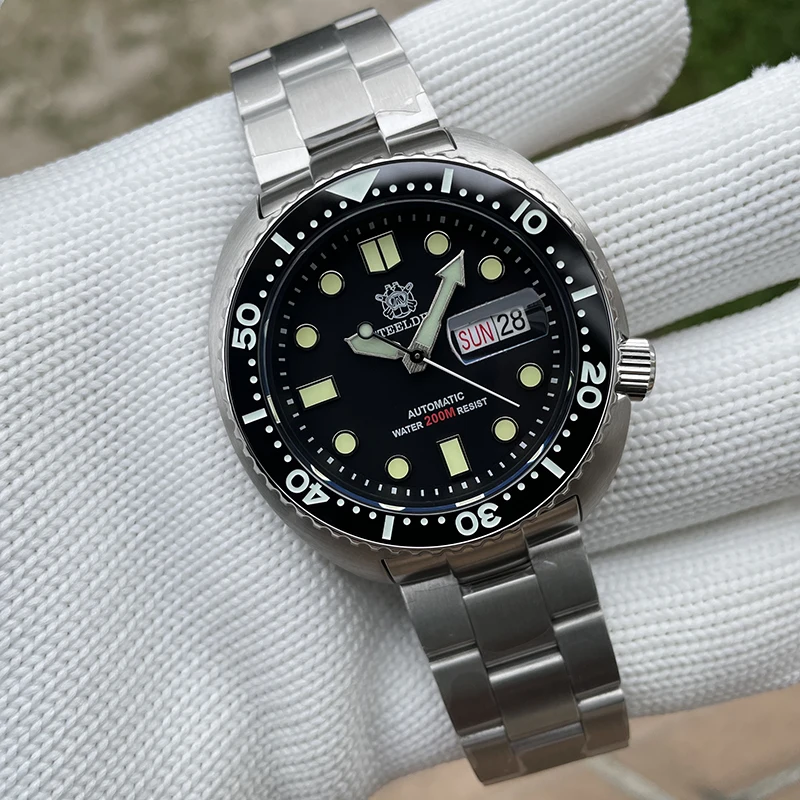 STEELDIVE Мужские дайверские часы Автоматические 45 мм Черепаха 200 м