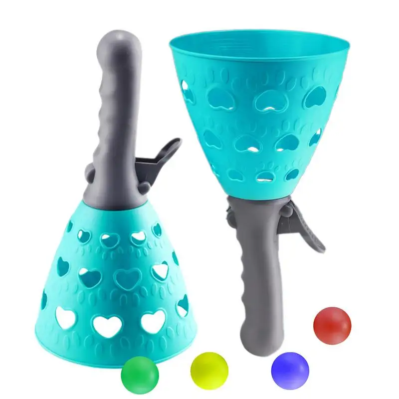 

Children Catapult and Catch Ball Games with 2 Launcher Baskets and 4 Balls Outdoor Activities Beach Swimming Pool Sport Toy