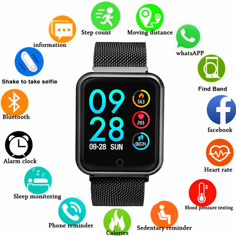 

Fashion Sports Watch For Men Women Blood Pressure Waterproof Smartwatch Heart Rate Monitor Fitness Tracker Wristwatch Bluetooth