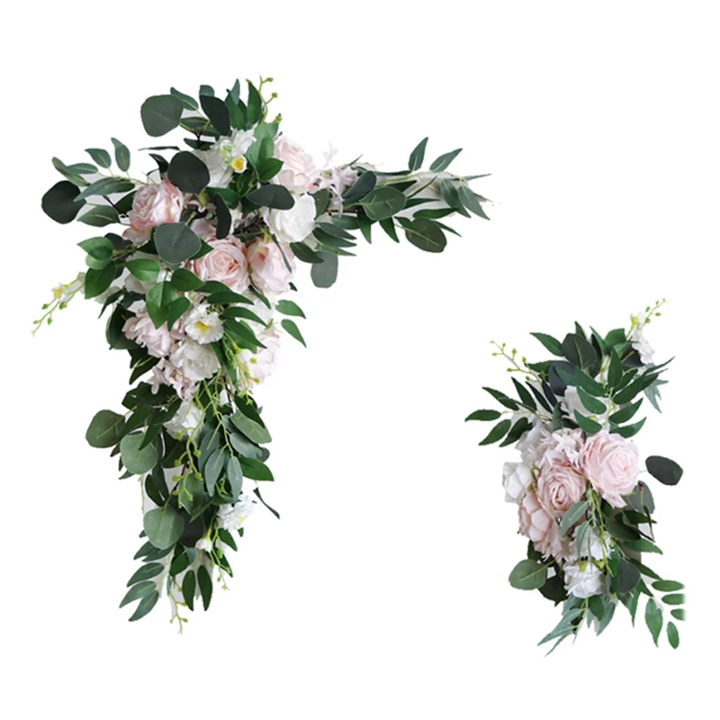 

New-2Pcs Artificial Flower Rose Welcome Wedding Guest Card Decoration Wedding Arch Wedding Background Wall Decoration
