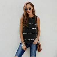 summer sleeveless women vest v neck contrast color stitching knitted fashion ladies tops