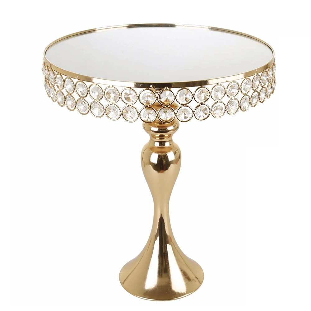 

10 Inch Round Cake Holder Stand Glass Mirror Cupcake Dessert Display Rack for Birthday Party Wedding Party 25X25X28cm