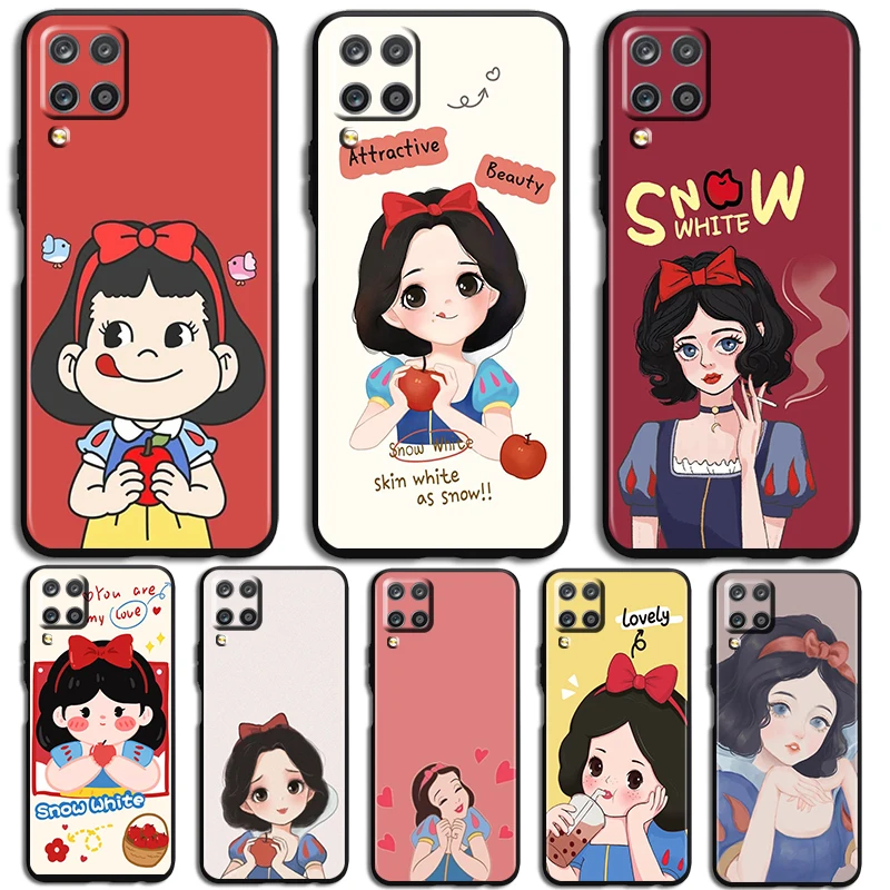 pretty snow white Princess Phone Case For Samsung Galaxy A73 A72 A71 A70 A53 A52 A51 A50 A42 A41 A40 A33 A32 A31 A30 A30S Black