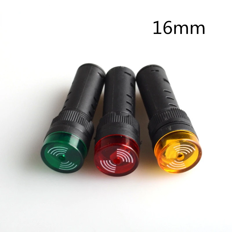 

16 мм, 12 В, 24 В, 110 В, 220 В, яркий сигнал, красный зуммер, звуковой сигнал, пластиковый индикатор
