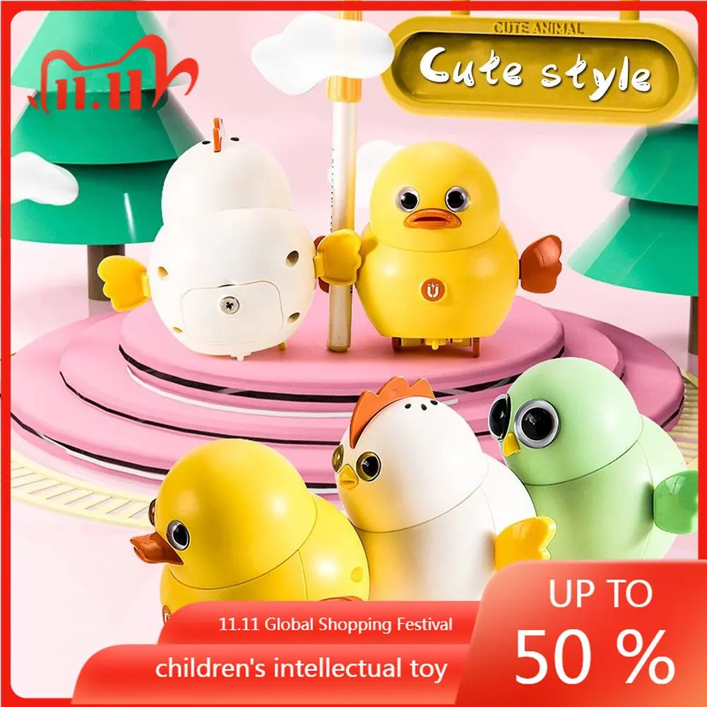 6 Colors Baby Induction Magnetic Lined Up Walking Swing Toy Chick Duck Owl Electric Toys Children Cute Cartoon Animal Toy Gifts