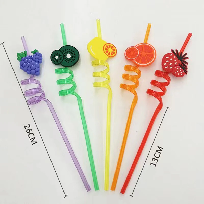 

Creative straw water cup bar straw fruit shape straw can be washed and reused