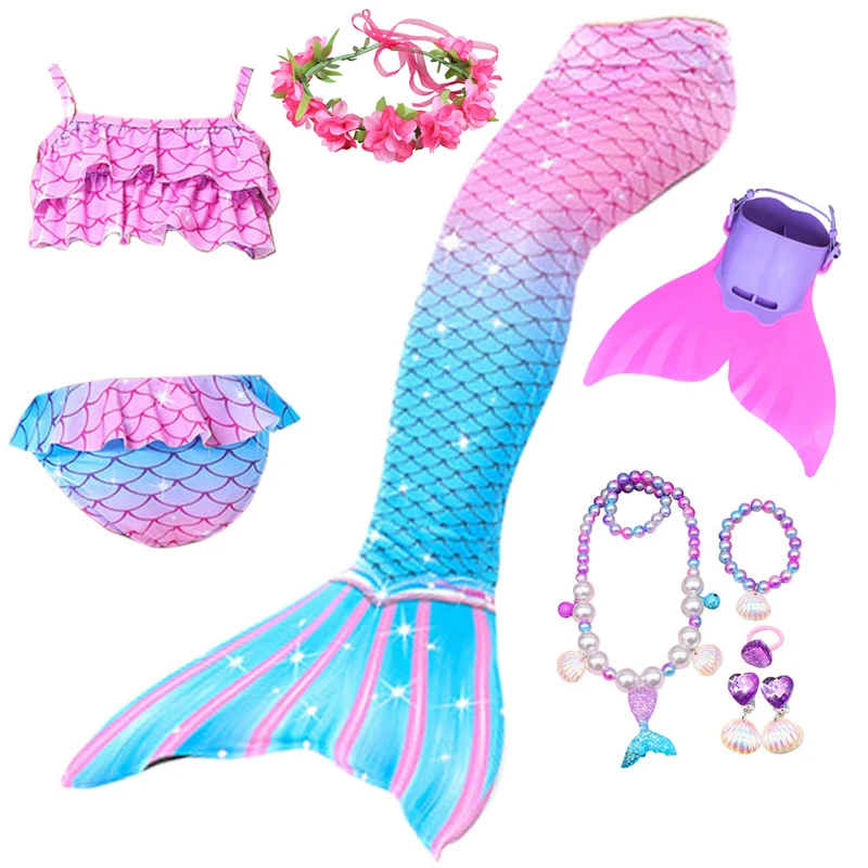 

Kids Mermaid Tails For Swimming Mermaid Costume Holiday Beach Clothes Cosplay Swimsuit for Girls Swimmable Dress