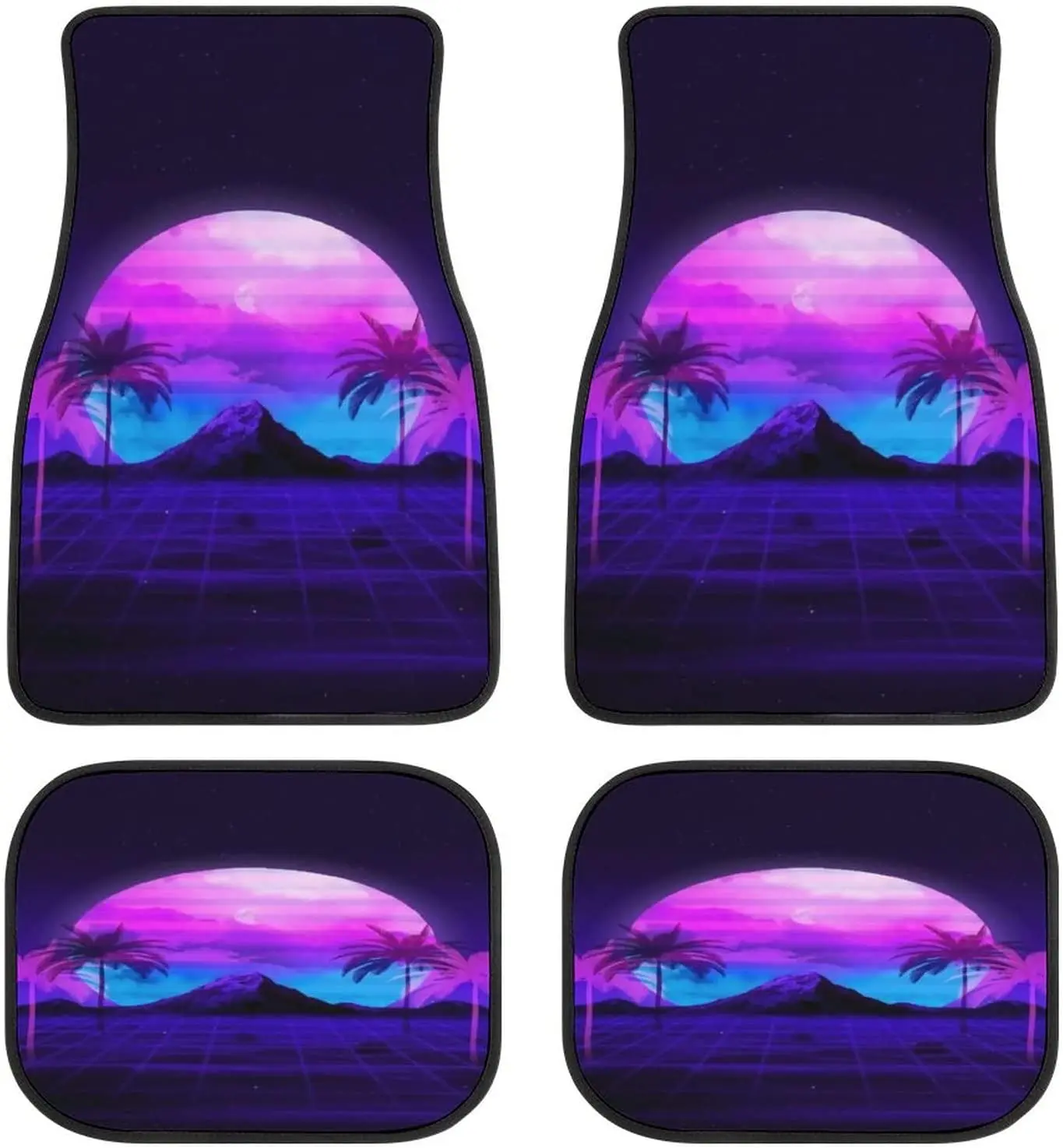 

Coconut Vapor Wave Vintage Art Car Mats Universal Drive Seat Carpet Vehicle Interior Protector Mats Funny Designs All-Weather Ma