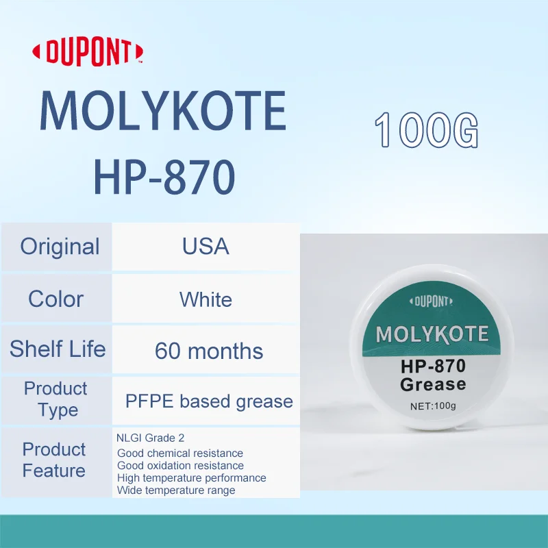 

Dow Corning Molykote HP-300 HP-500 HP-870 Полностью фторированная смазка Базовая смазка PFPE с утолстителем из ПТФЭ