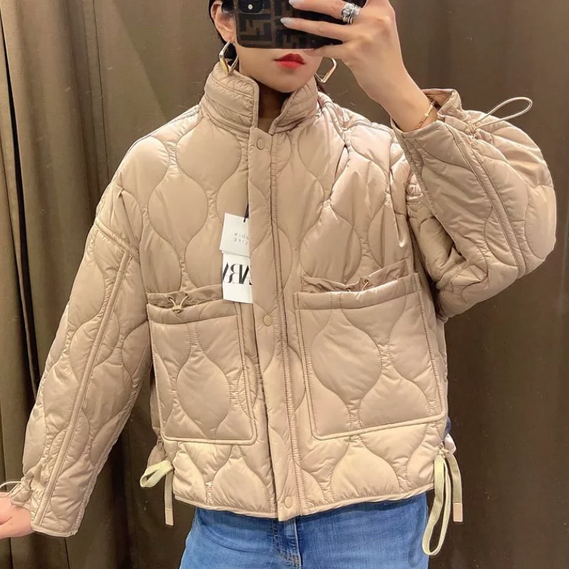 2021 Autumn and Winter New Women's Long-sleeved Jacket European and American Style Stand-up Collar Loose Casual Cotton Clothing
