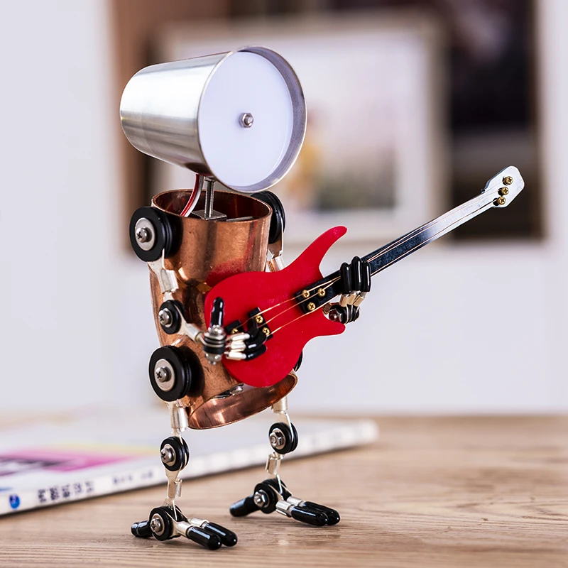 Industrial Fan Robot Decoration Desktop Night Light Metal Steampunk Handmade Guitar Bass Boy Gift