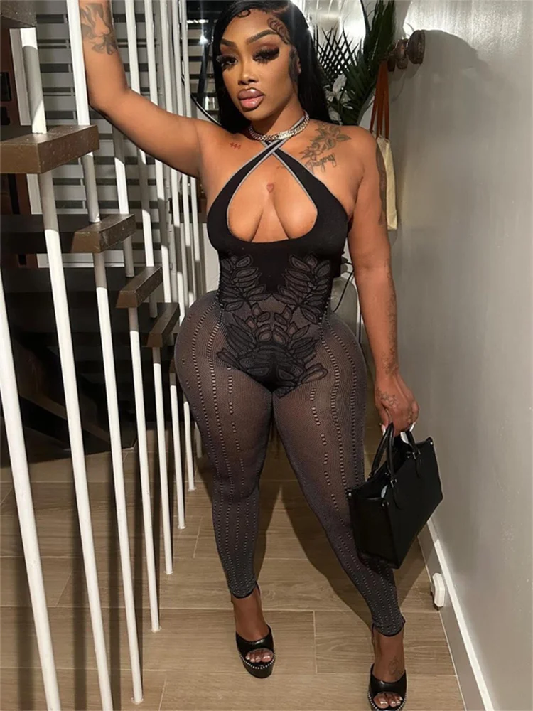 Женский трикотажный комбинезон с открытой спиной в стиле кэжуал