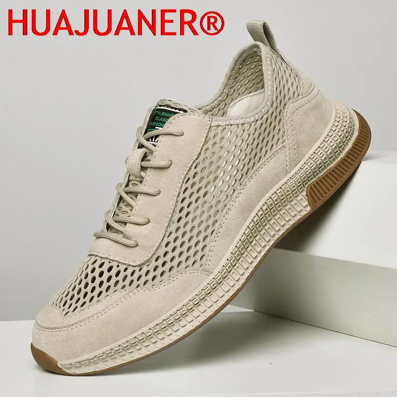 

Мужские повседневные туфли, дышащие летние кроссовки, сетчатая замшевая обувь для улицы, удобная прогулочная обувь для отдыха