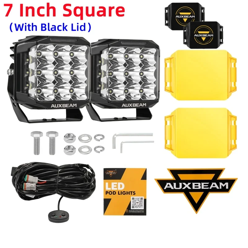 

AUXBEAM 7-дюймовый светодиодный дальний свет 228 Вт 26100LM Светодиодные круглые/квадратные фонари с двухсторонними фонарями для шутера серии V-MAX