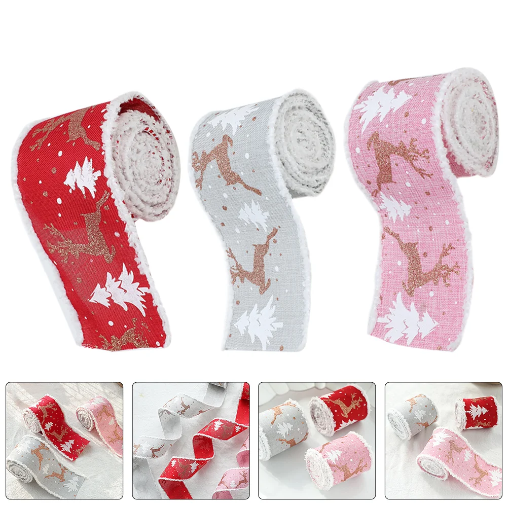 

3 rolls of Christmas Ribbons Gift Box Packaging Ribbons Decorative Ribbons DIY Ribbons