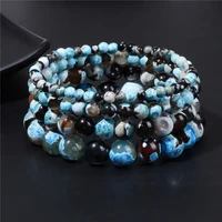 4 6 8 10mm natural stone fire agates bracelet colored agates beads bracelets handmade jewelry for women men energy yoga bangles
