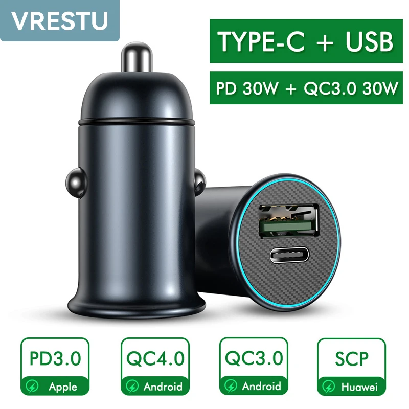 

Автомобильное зарядное устройство USB 3A, быстрая зарядка 4,0 QC3.0 AFC PPS мобильный телефон PD60W, адаптер быстрой зарядки для iPhone Samsung Google Pixel Tablet
