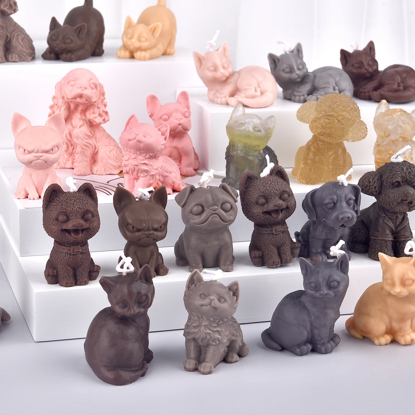 DIY эпоксидная смола собака кошка силиконовая форма для свечей 3D поделки животных