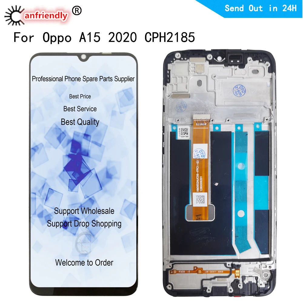 

A15 6.52" LCD For OPPO A15 2020 CPH2185 LCD Display Touch Panel Screen Digiziter Sensor With Frame Assembly Lcds 720*1600