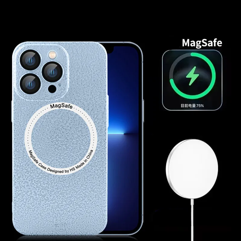 

Matte ICE Glass Texture Anti-Fingerprint Magnetic Wireless Charging Case For iPhone 13 Pro Max 12 Camera Lens Protector PC Cover