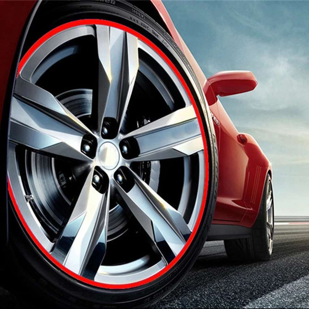 

Красные/синие наклейки на колесные шины для мотоцикла, велосипеда, автомобиля, светоотражающая полосатая лента на обод, автомобильные наклейки для колесных ободов 17-19 дюймов, автомобильные аксессуары