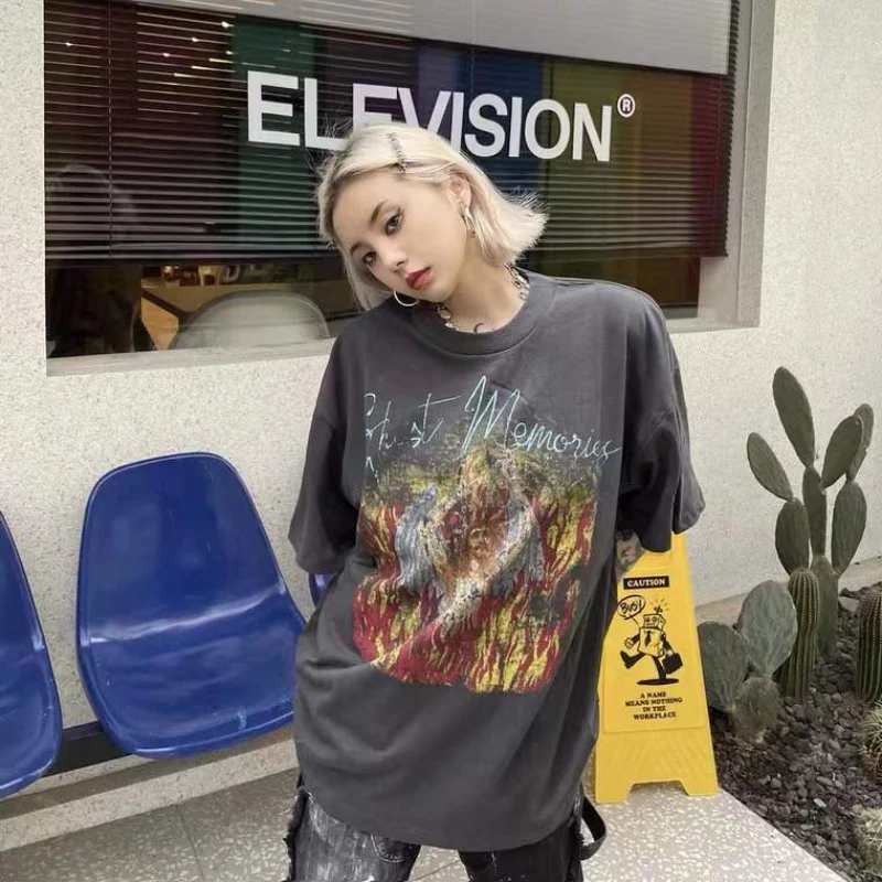 

Oversized T Shirt Cotton Casual Top Kanye Men Women Unisex Short Sleeve Streetwear Couple O Neck Summer Half Sleeve T Shirt