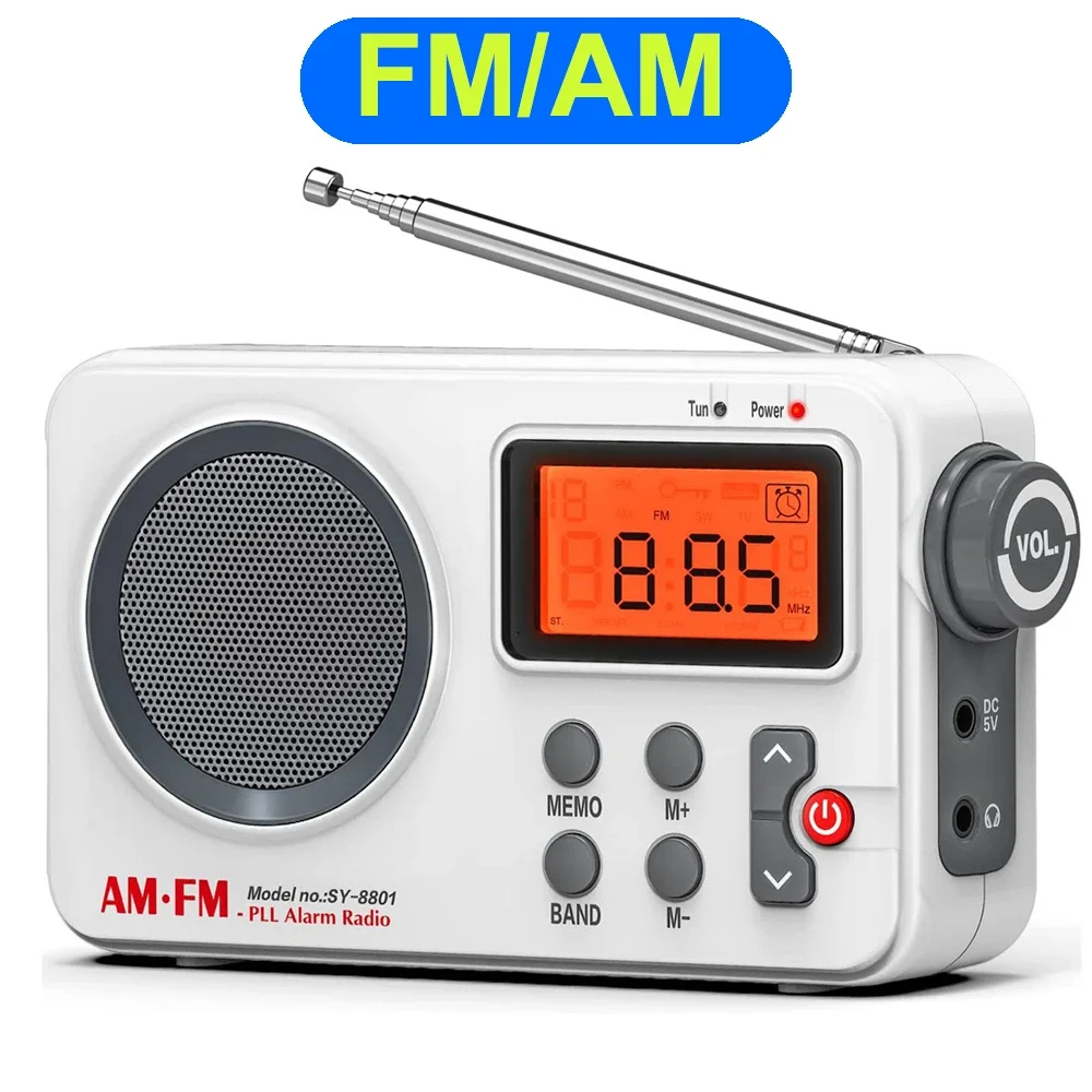 Портативное FM-радио ЖК-экран поддержка 5 В вход бас AM-радио таймер переключатель