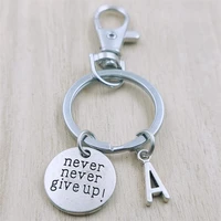 never give up keyring letter car key chain ring lobster clasp initial charm women jewelry accessories pendants metal