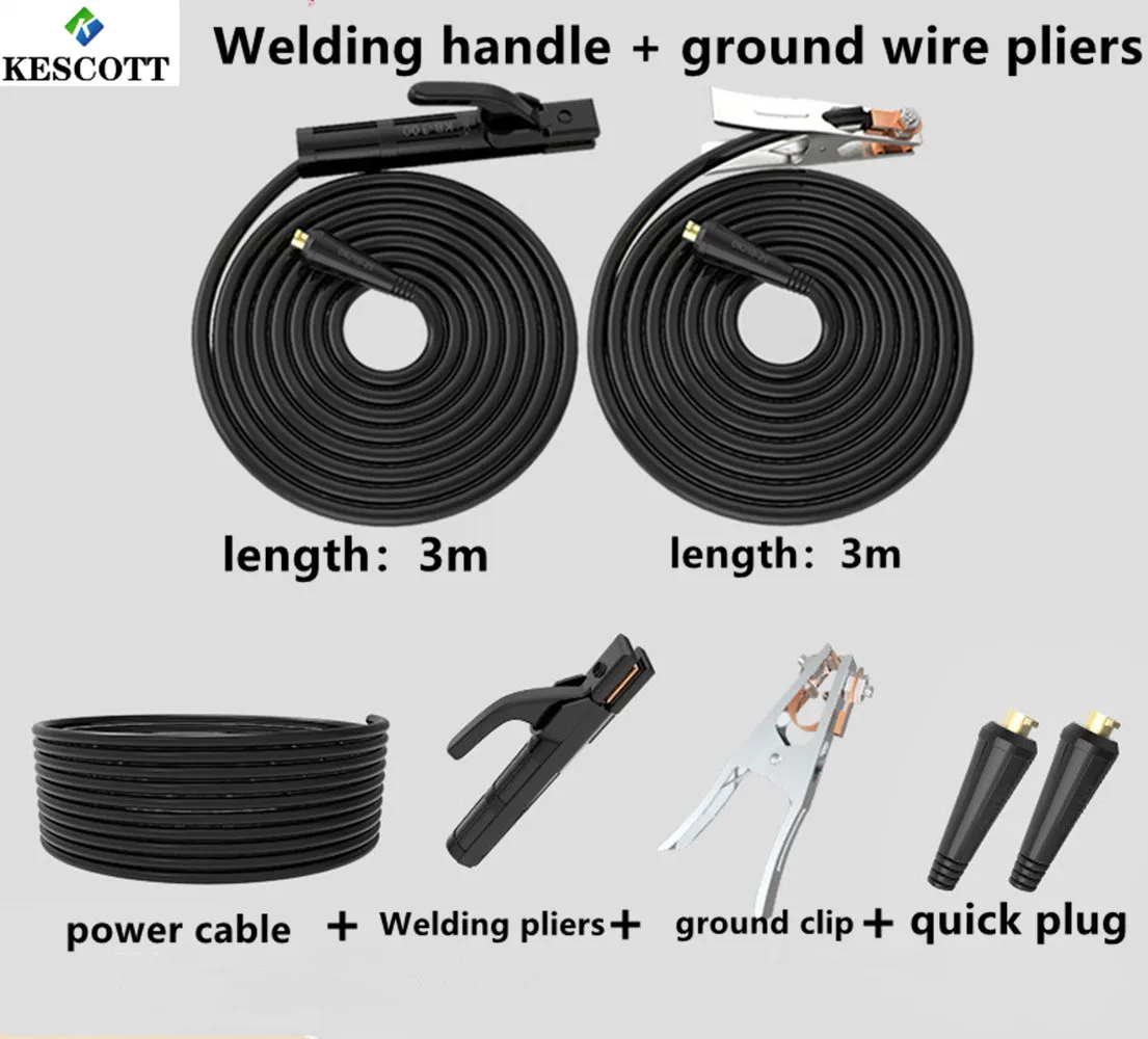 KESCOTT Ground Welding Ground Cable Clamp MIG TIG Welding Arc Welder 3M Cable 10-25 Plug Torch Welding Welding