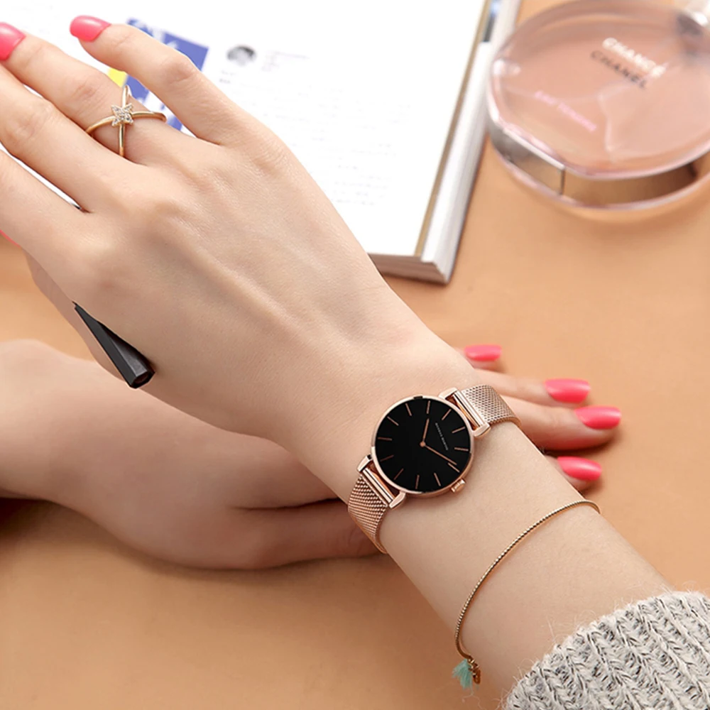 Women Watch Top Brand Dropshipping Japan Quartz Movement 36mm Rose Gold Waterproof Fashionable Nordic Minimalist Ladies Watches