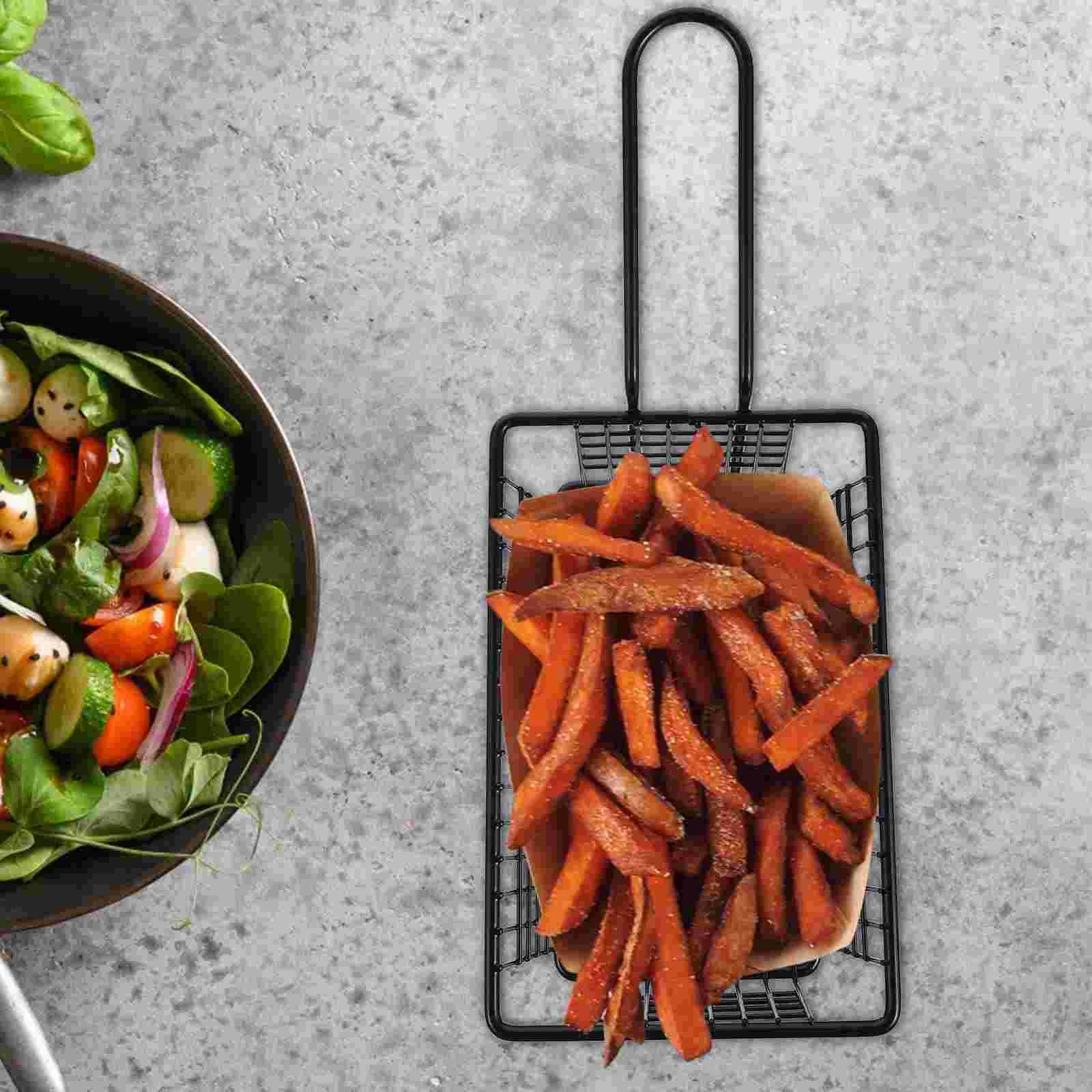 

1 Pc Small Fryer Basket with Handle French Fry Basket Holder Turkey Fryer Chip Serving Basket Deep Fryer Pot Fryer Strainer