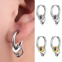 unique european crystal round tassel hoop earrings for women men party jewelry charms stainless steel ring circle earring gifts