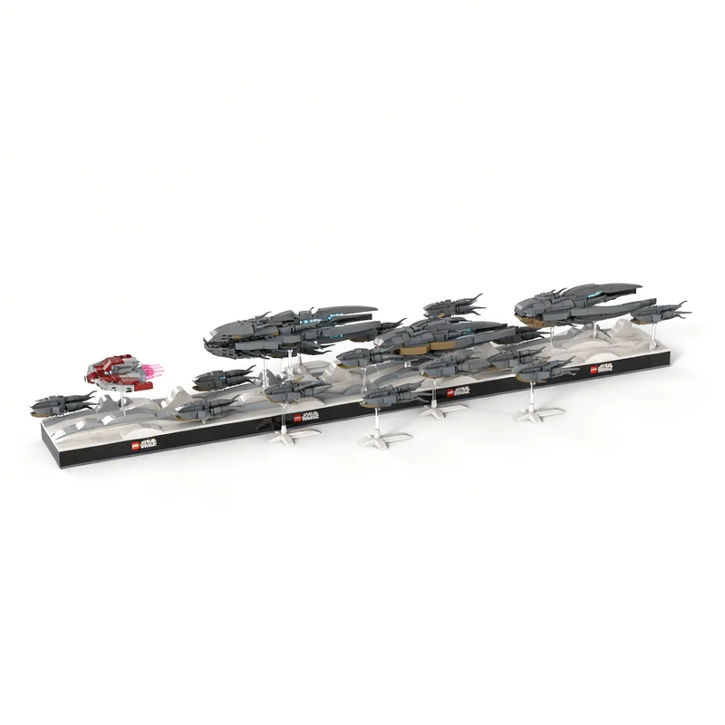 Фото 2077 деталей MOC Star Battle Ultimate Collector Series, микро-диорама, модель космического корабля T-6 Purrgils, входящего в гиперпространство, строительные блоки. №2