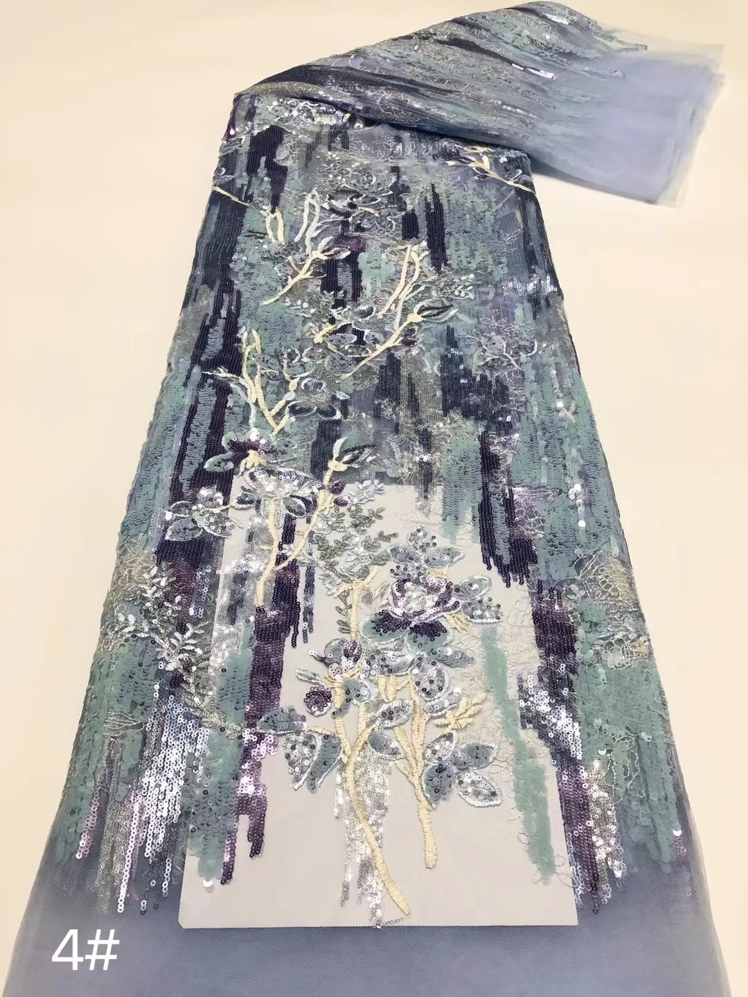 2024 Высококачественная африканская сетка с блестками кружевная ткань
